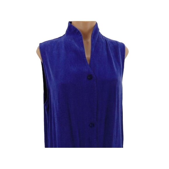 Tianello Purple Sleeveless Long Duster XS Tencel Rayon USA Made Button Front - Picture 2 of 9